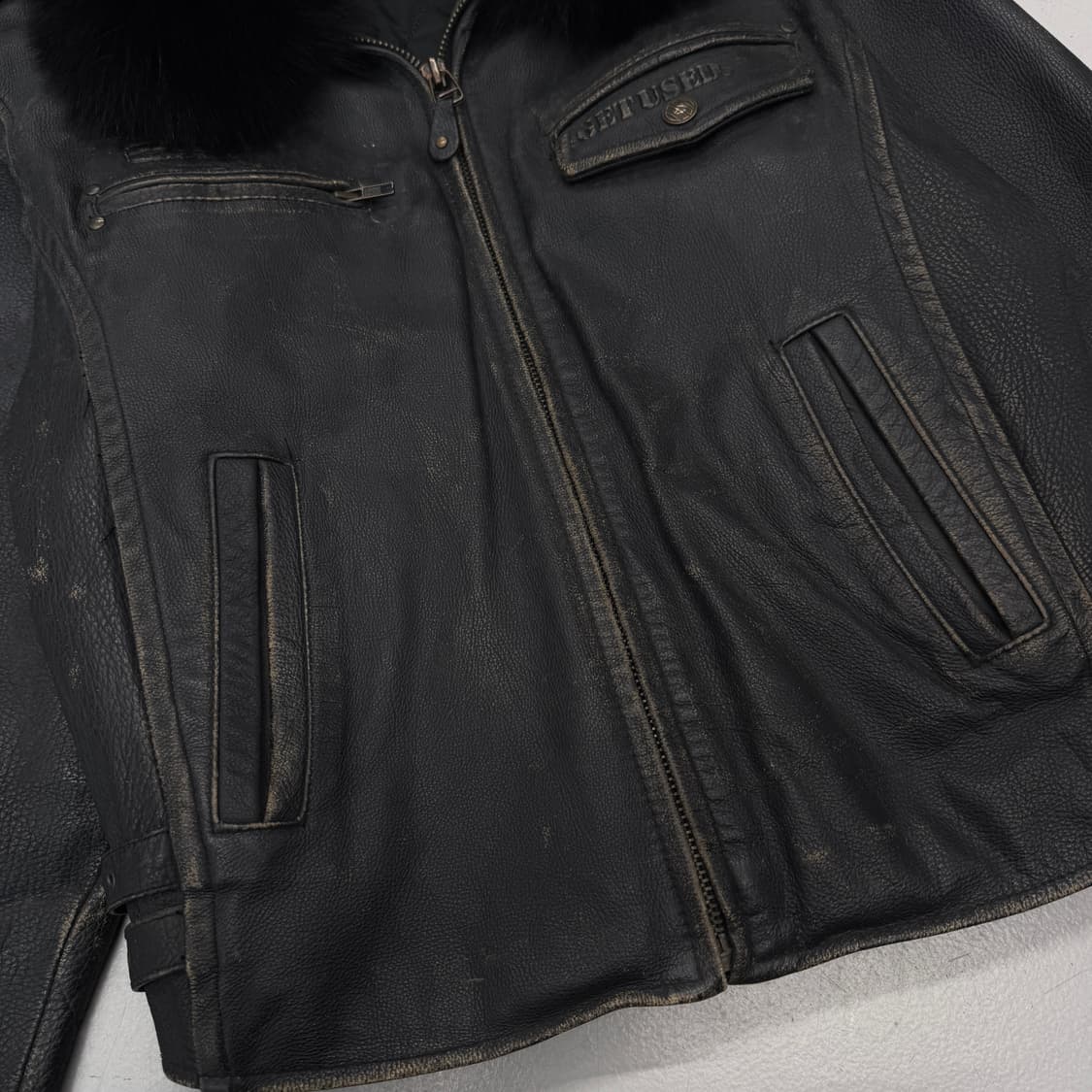 GET USED 90s 리얼레더 소가죽 카우스킨 퍼 가죽자켓 상품이미지5