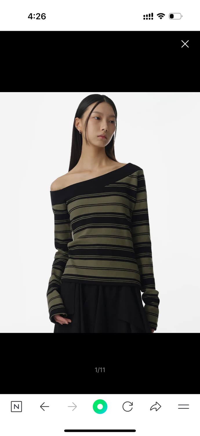 밀로 원숄더 스트라이프 티셔츠 상품이미지3