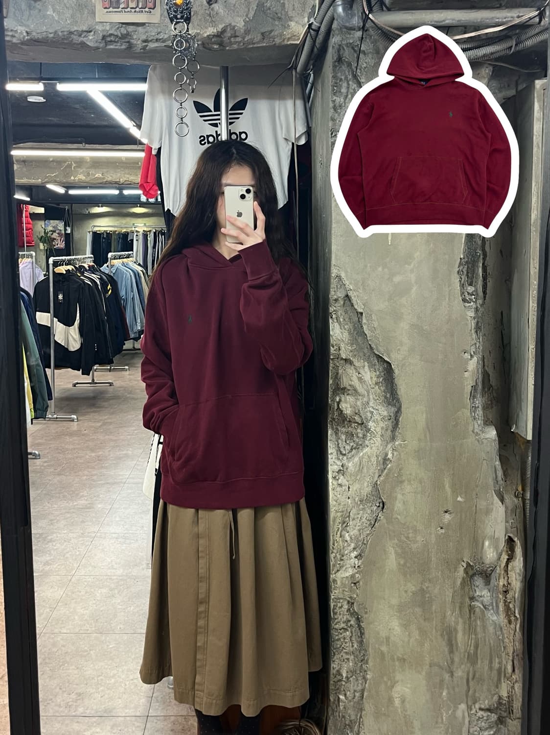 폴로 랄프로렌 기모 후드티 버건디 L #csz2368 상품이미지1