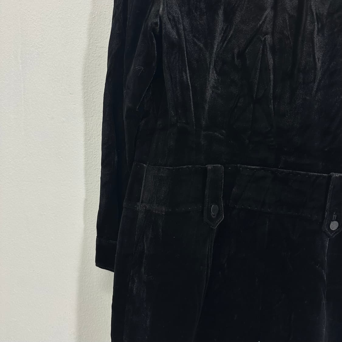 66 우먼M 지오송지오 블랙 벨벳 원피스형 코트 상품이미지6