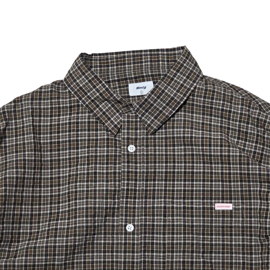 Mmlg 시리즈 브라운 체크 패턴 셔츠 상품이미지4