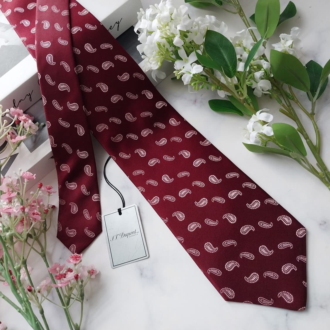 듀퐁 실크 와인 페이즐리 패턴 넥타이 9.2cm 새제품 k2049 상품이미지2