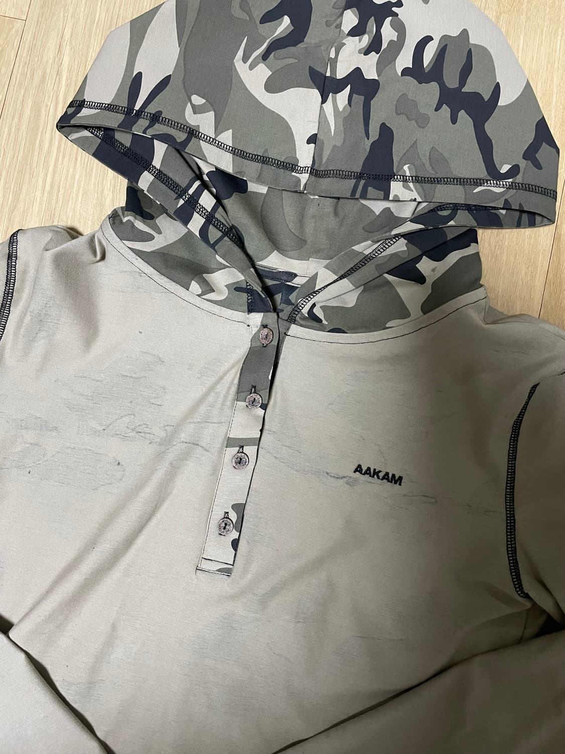 Camo Contrast Hooded Long Sleeve (Khaki) 상품이미지5