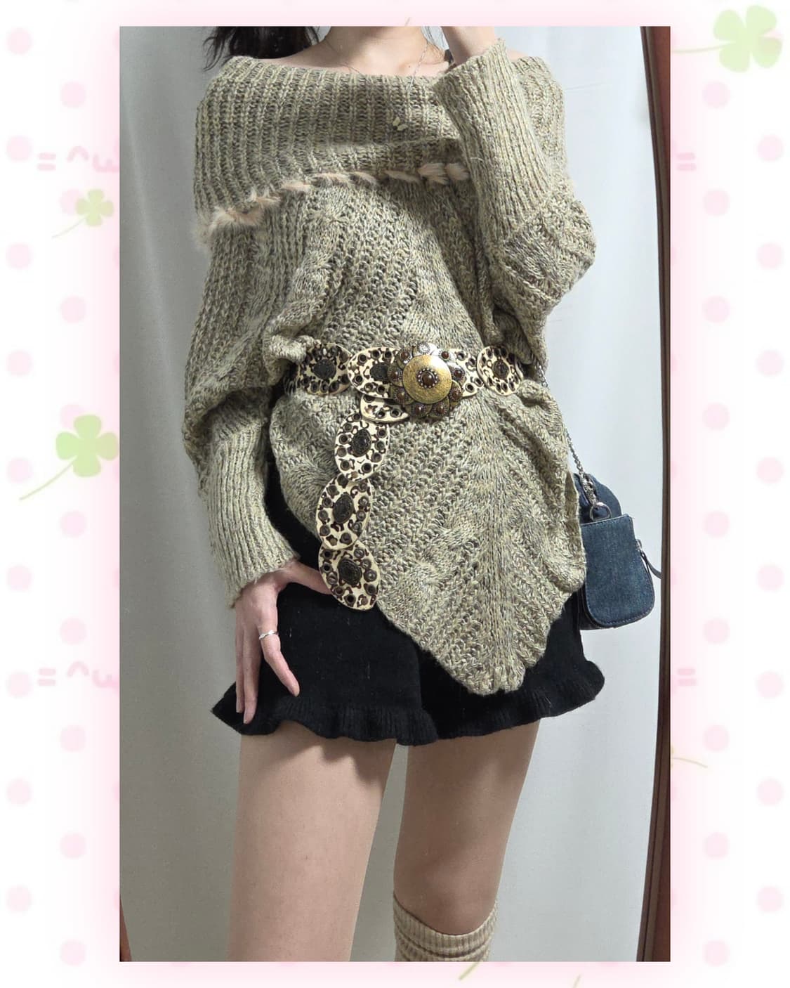 갸루 오프숄더 니트 상품이미지2