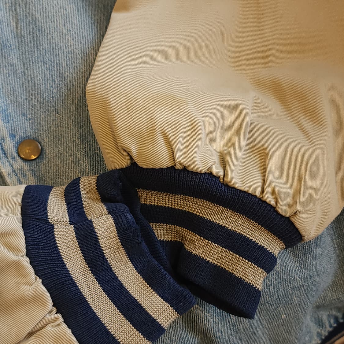 90s 빈티지 데님 바시티 자켓 아메리칸 체크 패치워크 빅사이즈 데님 L 상품이미지10