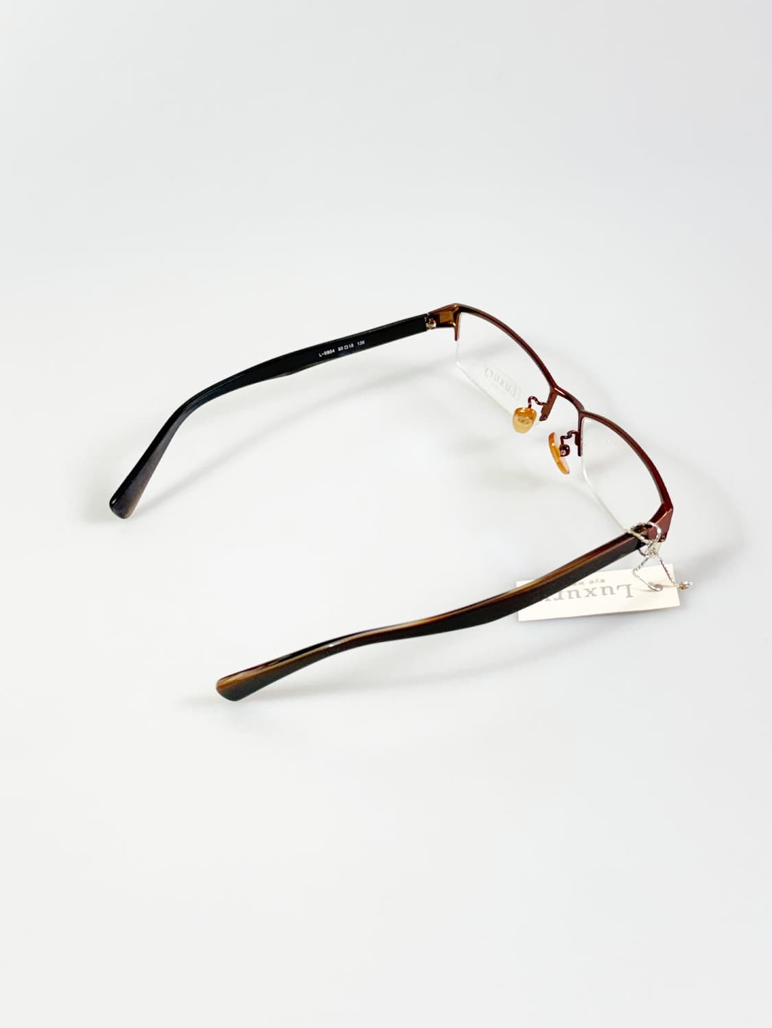 LUXURY EYEWEAR 브라운 반무테 스퀘어 메탈 빈티지 안경 상품이미지4