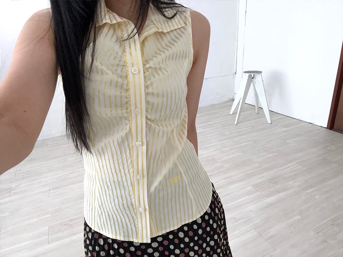 Lemon Striped Sleeveless Shirt 상품이미지2