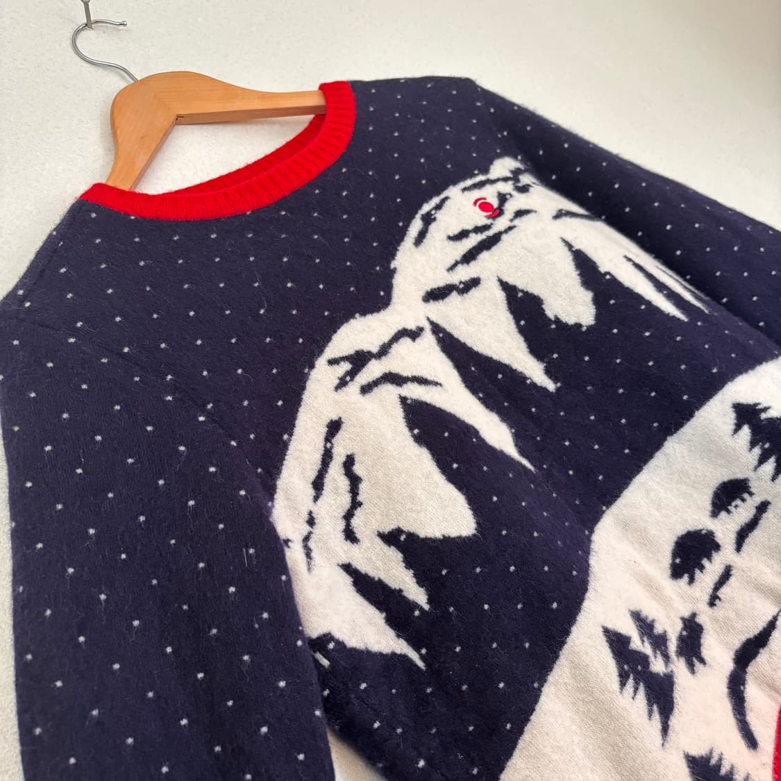 W 와이드앵글 골프 여성 니트 이중 바람막이 윈터 패턴  상품이미지7