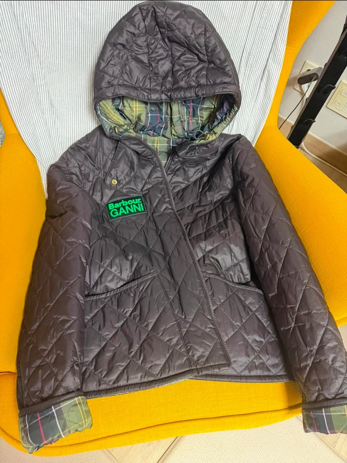 바버X가니 퀄팅 후드 자켓 브라운 상품이미지1