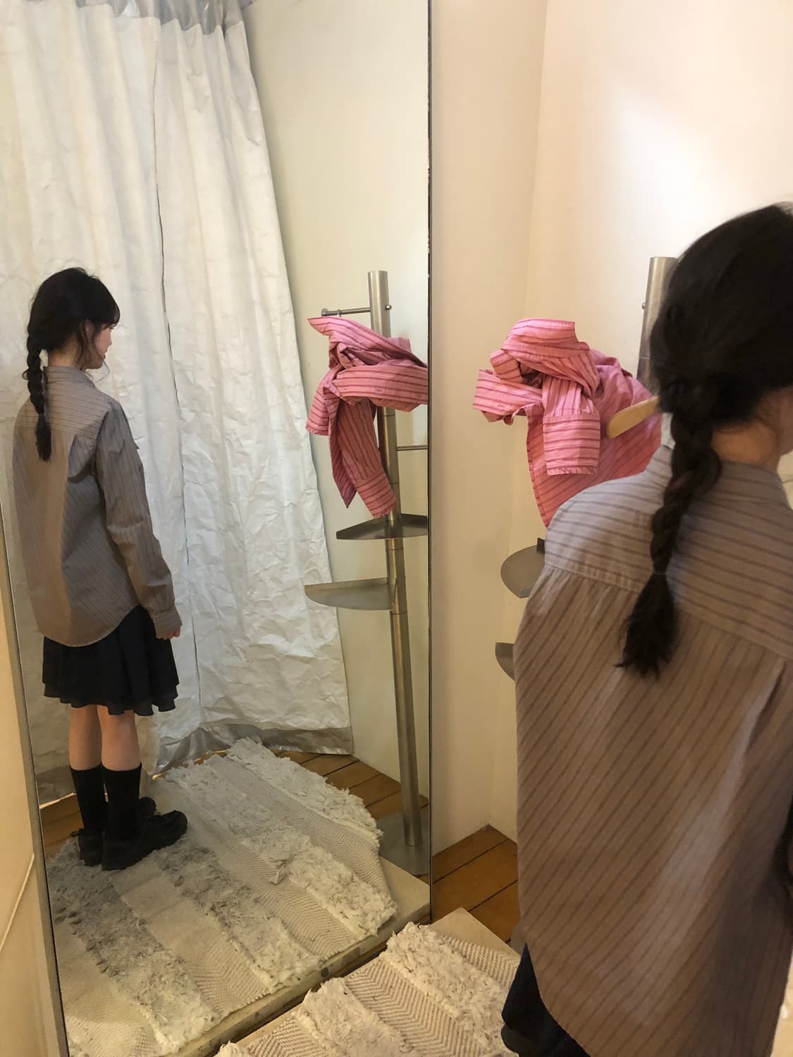 누마레 GARMENT DYED CURVED STRIPE SHIRT 상품이미지1