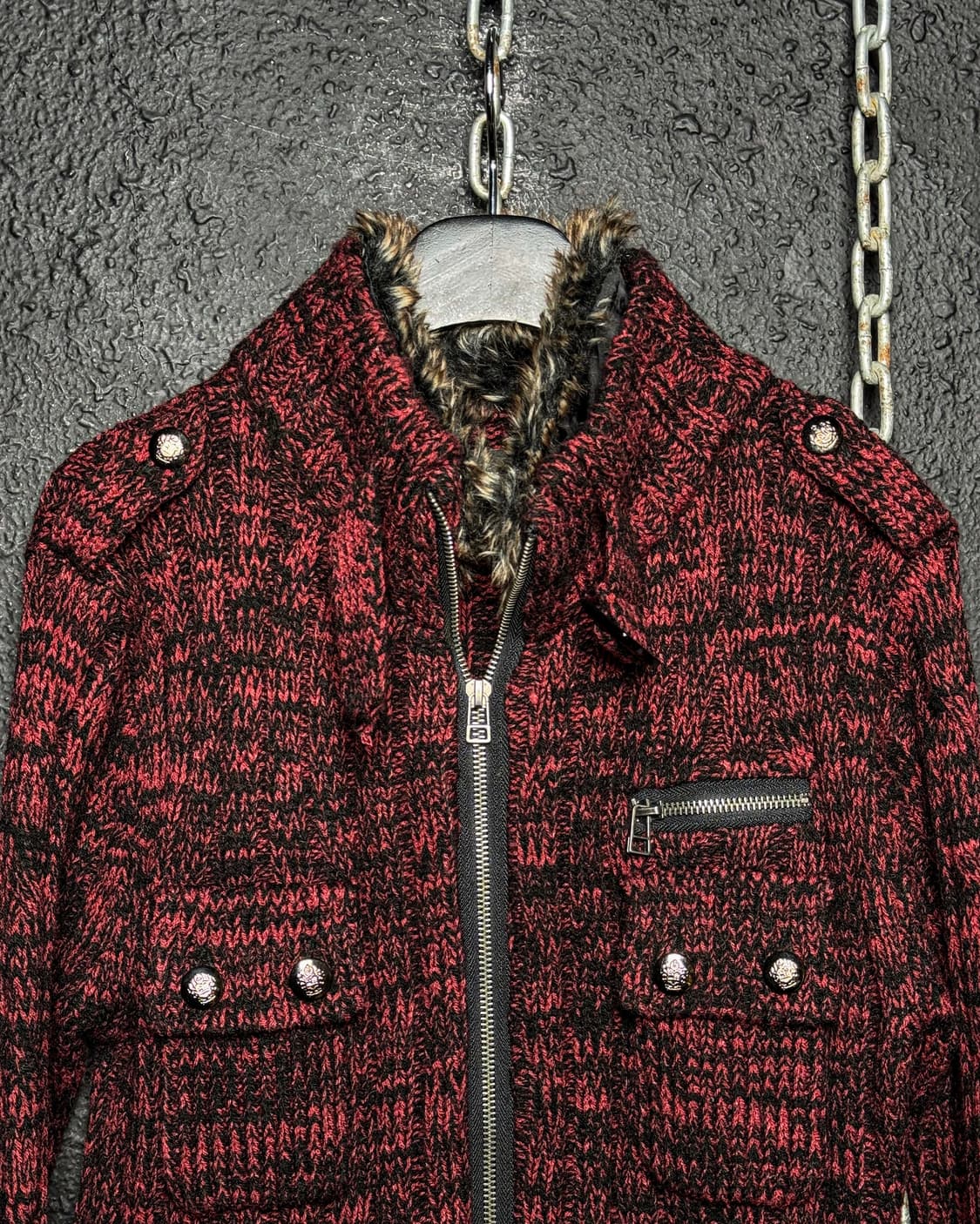 Double Focus – Fur Collar Knit Zip_up 상품이미지2