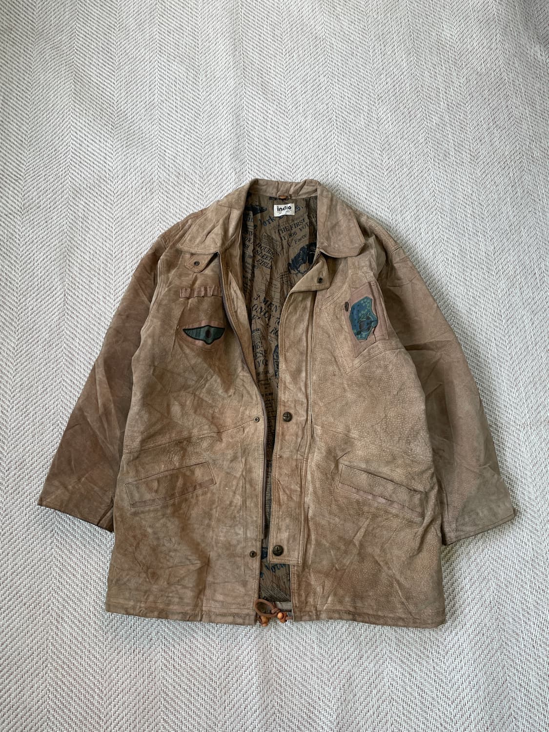 Inddio 빈티지 스웨이드 레더 헌팅 자켓 J03245 상품이미지1