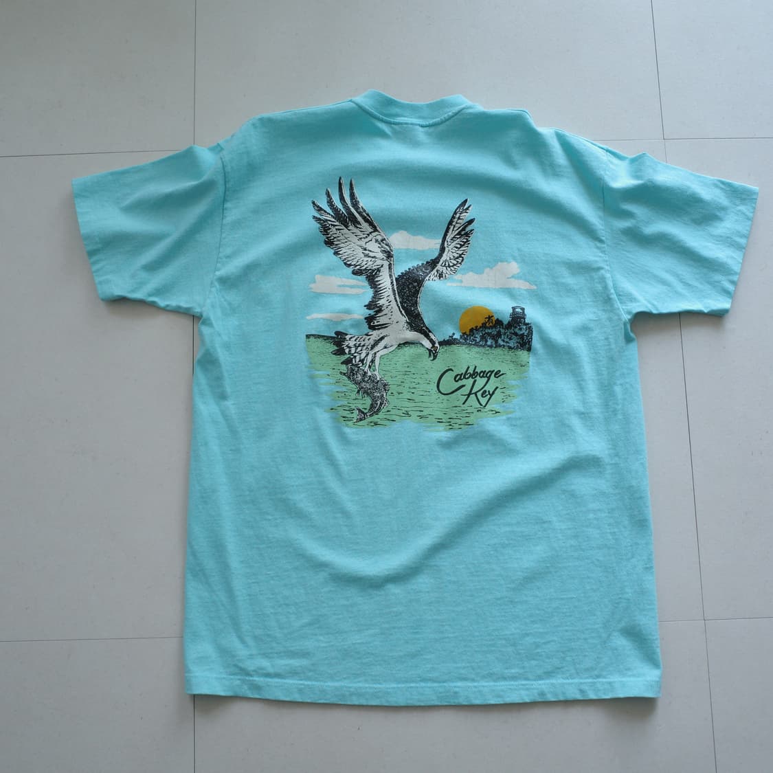 90s USA 캐비지키 백프린팅 싱글스티치 포켓티 상품이미지1