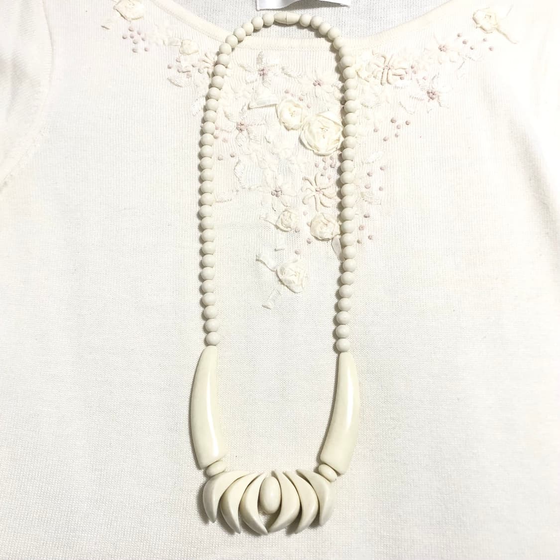 빈티지 아이보리 목걸이 오리엔탈 긱시크 페어리 하구미 갸루 상품이미지1