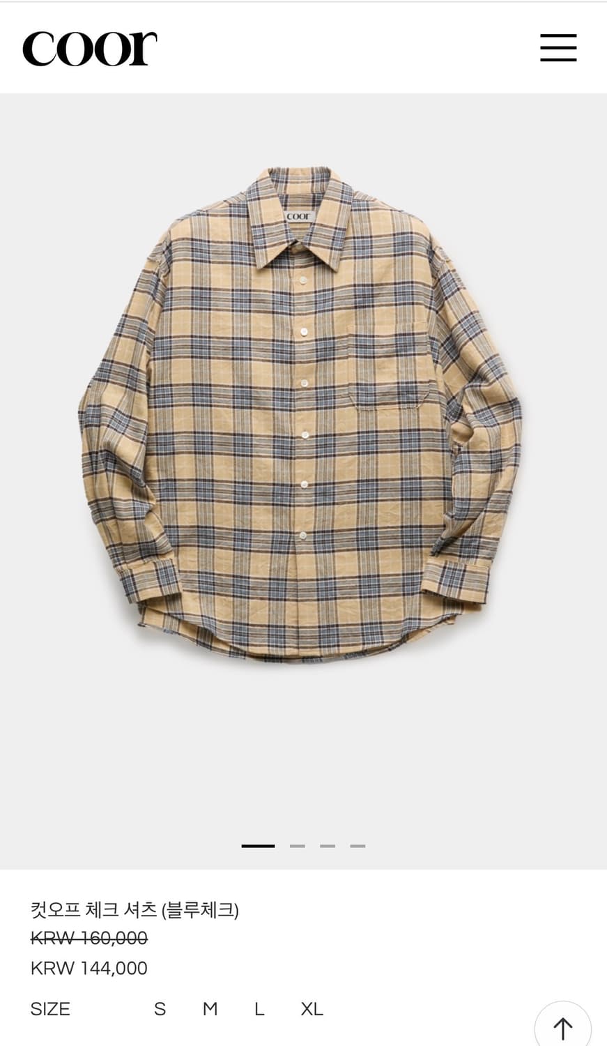 쿠어 컷오프 체크 셔츠(블루체크)XL 새상품 상품이미지3