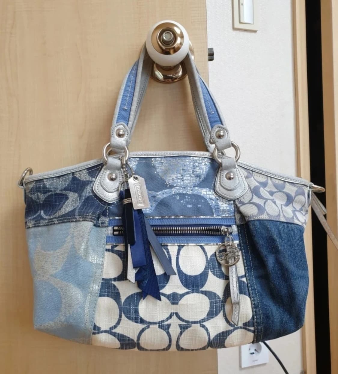Coach 코치 블루 데님 도트백  상품이미지2
