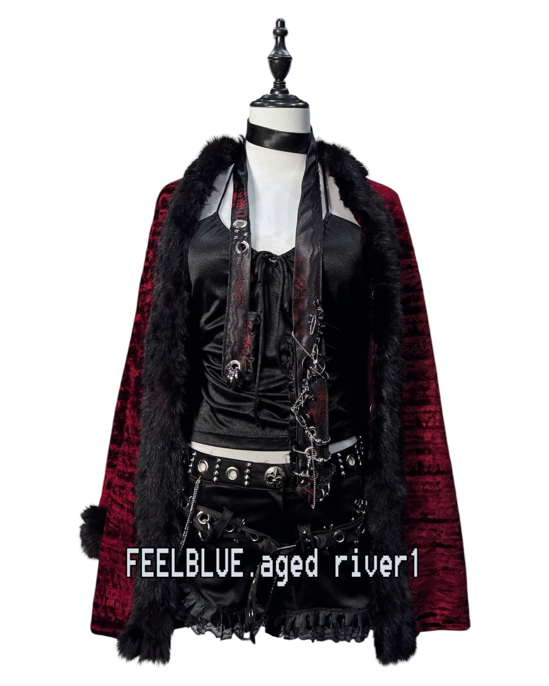 Genuine Rabbit Fur Trim Velvet Coat 상품이미지1