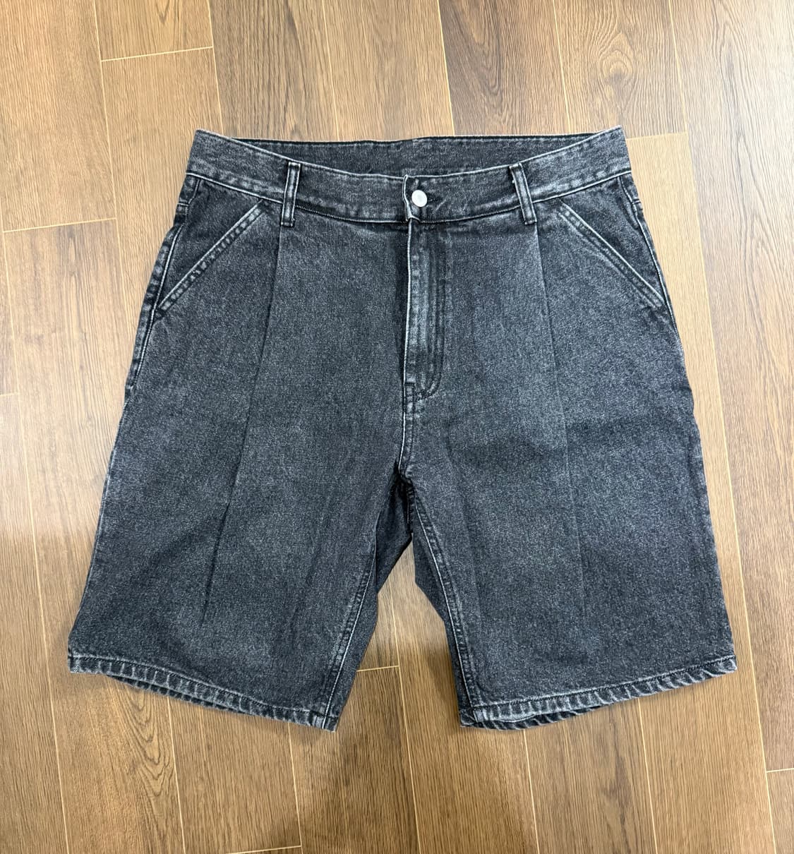 (L) 유니폼브릿지 블랙 데님 쇼츠 흑청 반바지 상품이미지1