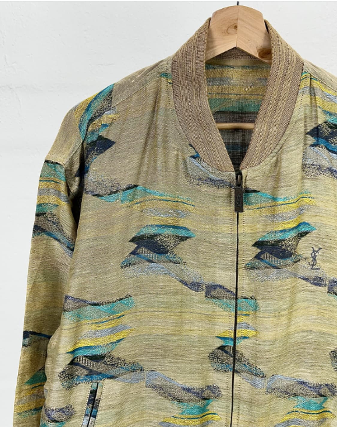 80s 이브 생로랑 풀오버 트라우트 리넨 블루종 자켓 상품이미지2