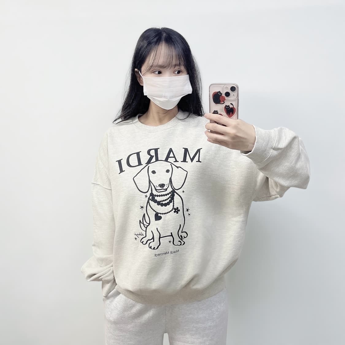 마르디메크르디 레글런 스윙 딴지 맨투맨 오트밀  상품이미지1