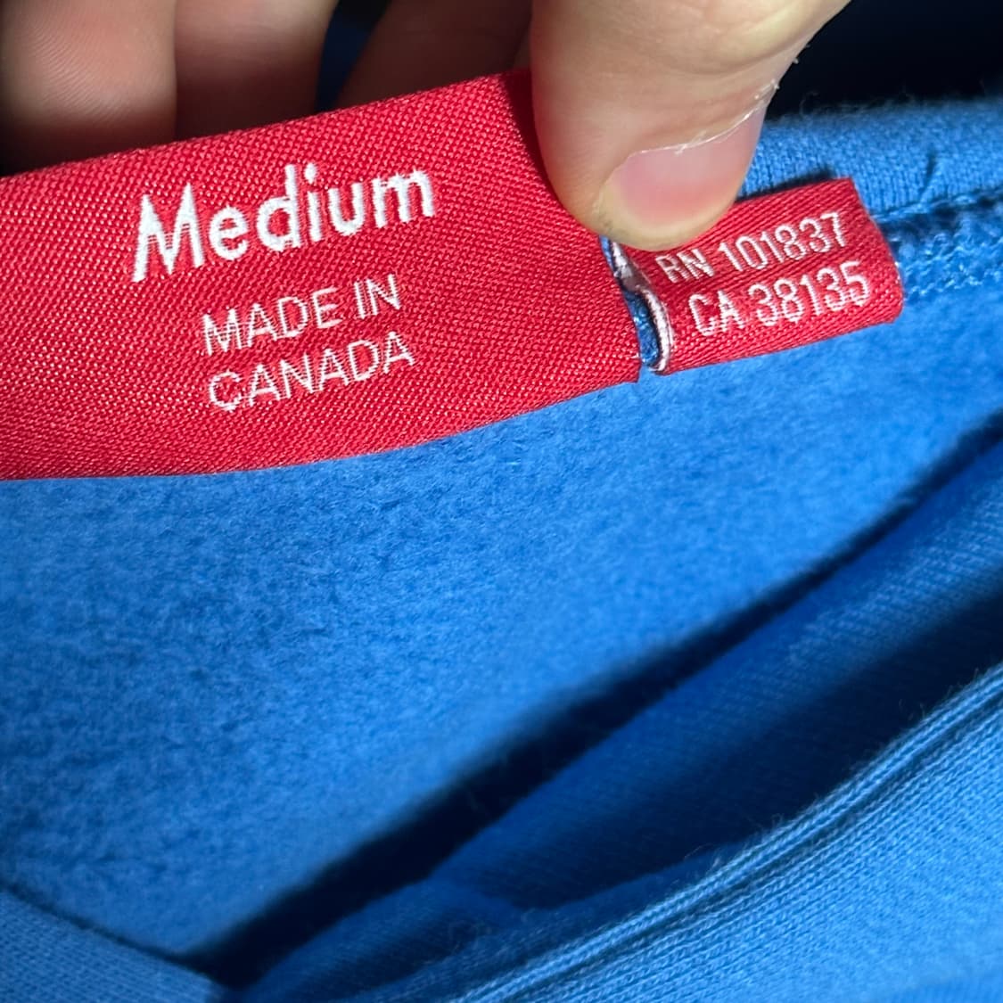 M 슈프림 기모 빅로고 자수 블루 후드티 상품이미지5