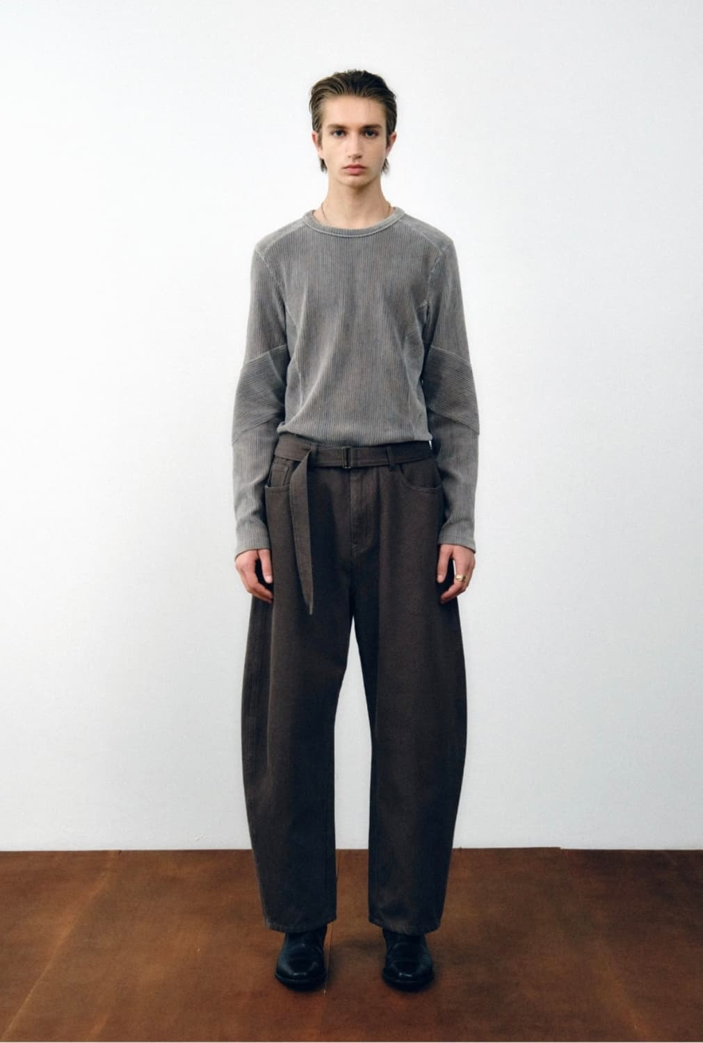 Noirer 투톤 벨벳 리브드 티셔츠 50 상품이미지2