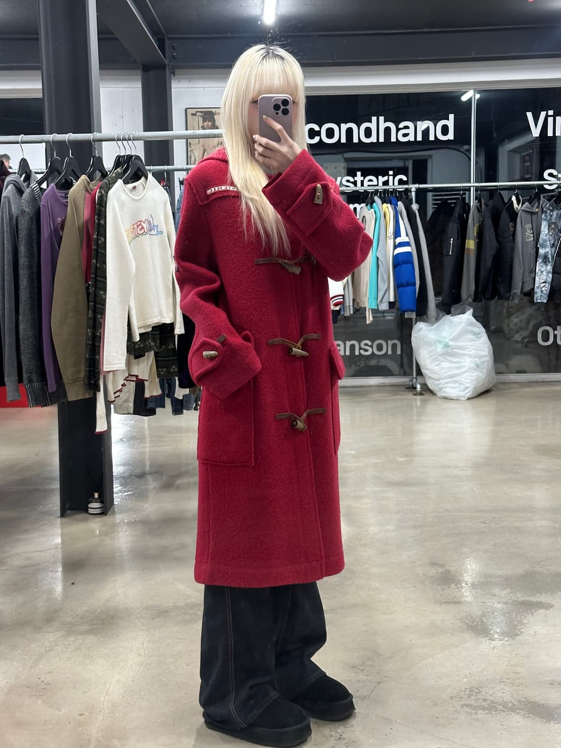 히스테릭 글래머 더블 울 코트 레드 상품이미지2