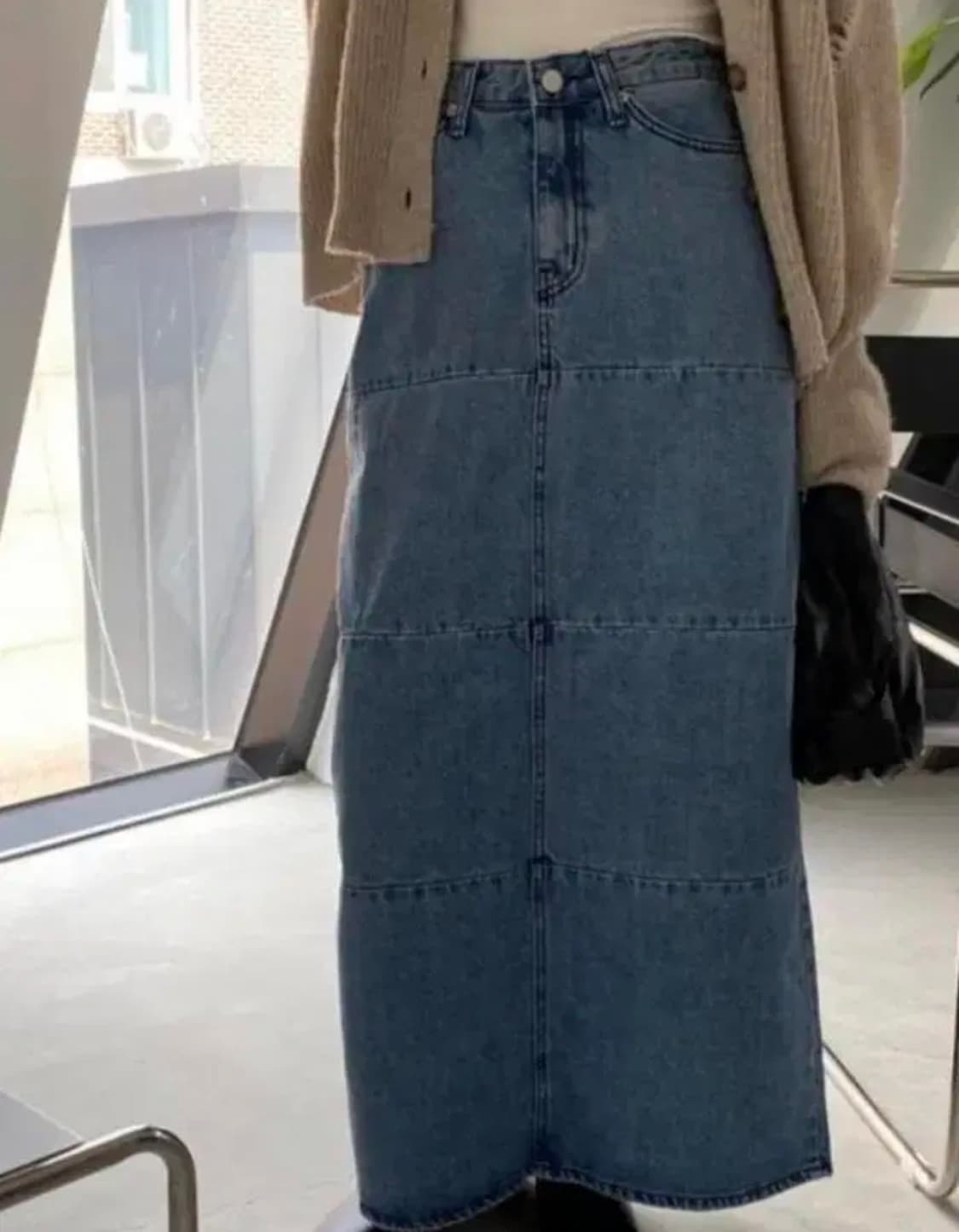 롱 데님스커트 청스커트 라룸 어텀 롱스커트 어리틀빗 매니크 상품이미지3