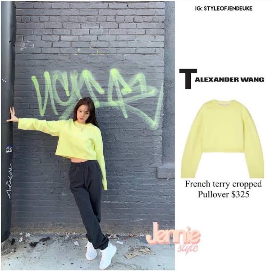 T by Alexander Wang 크롭 코튼맨투맨 레몬 (제니착용) 상품이미지6