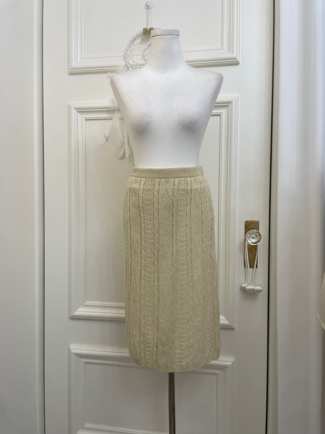beige twist knit banding skirt 상품이미지1