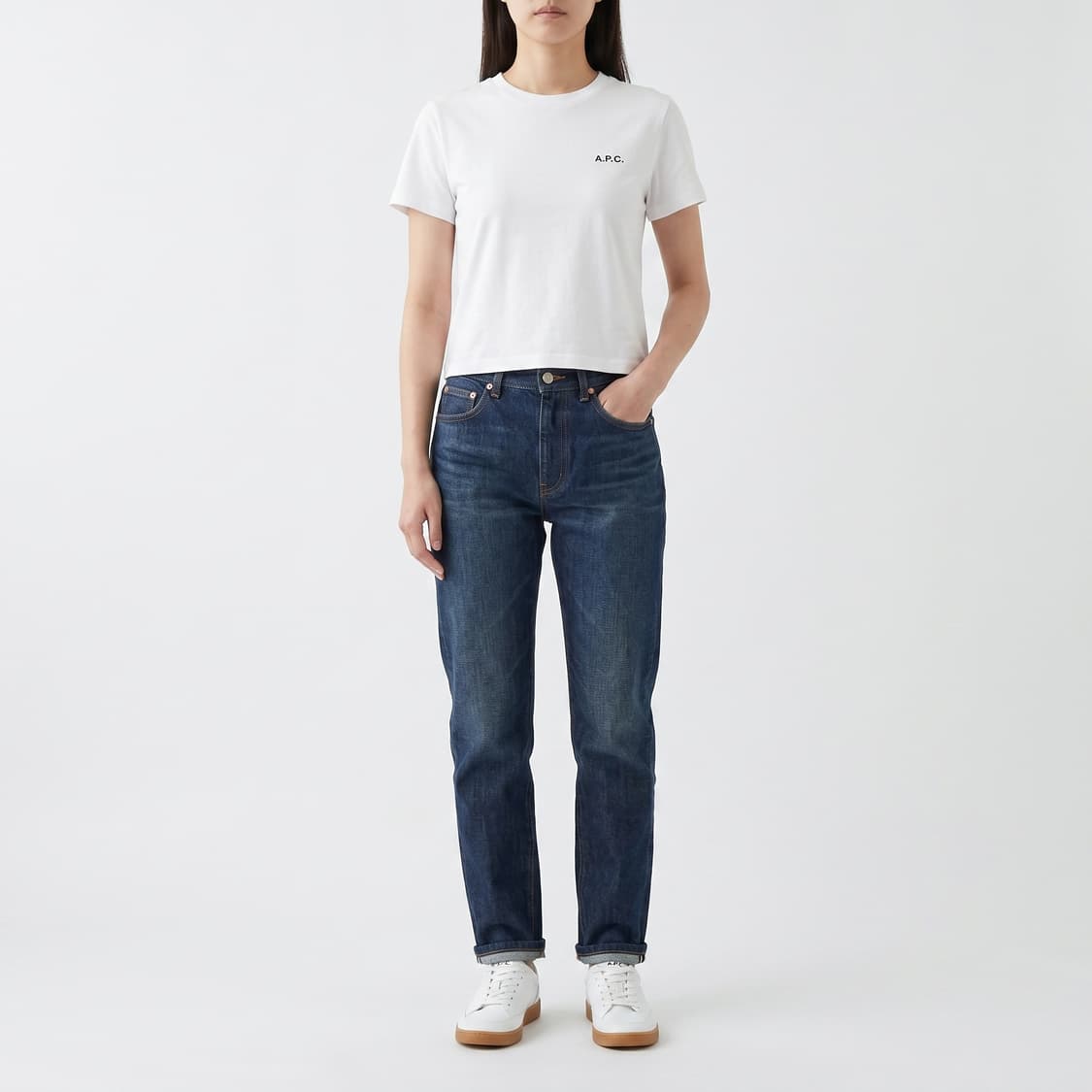 [정품] 아페쎄(A.P.C.) 박시 마이크로 로고 크롭 티셔츠(M/90) 상품이미지1