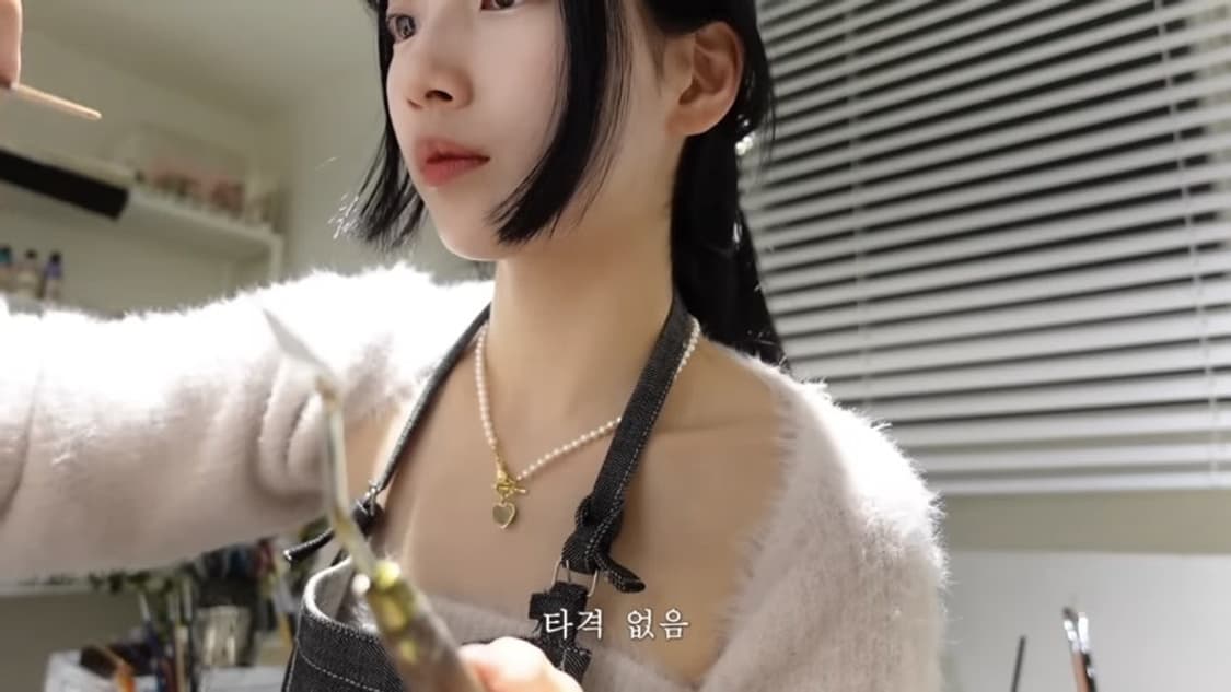 빈티지헐리우드 포르테 러브락 레드 진주 목걸이 수지착용 상품이미지7