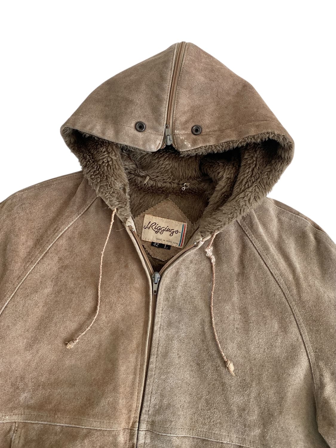 8-90's J.Riggings 스웨이드 보아-린넨 후드 자켓 상품이미지3