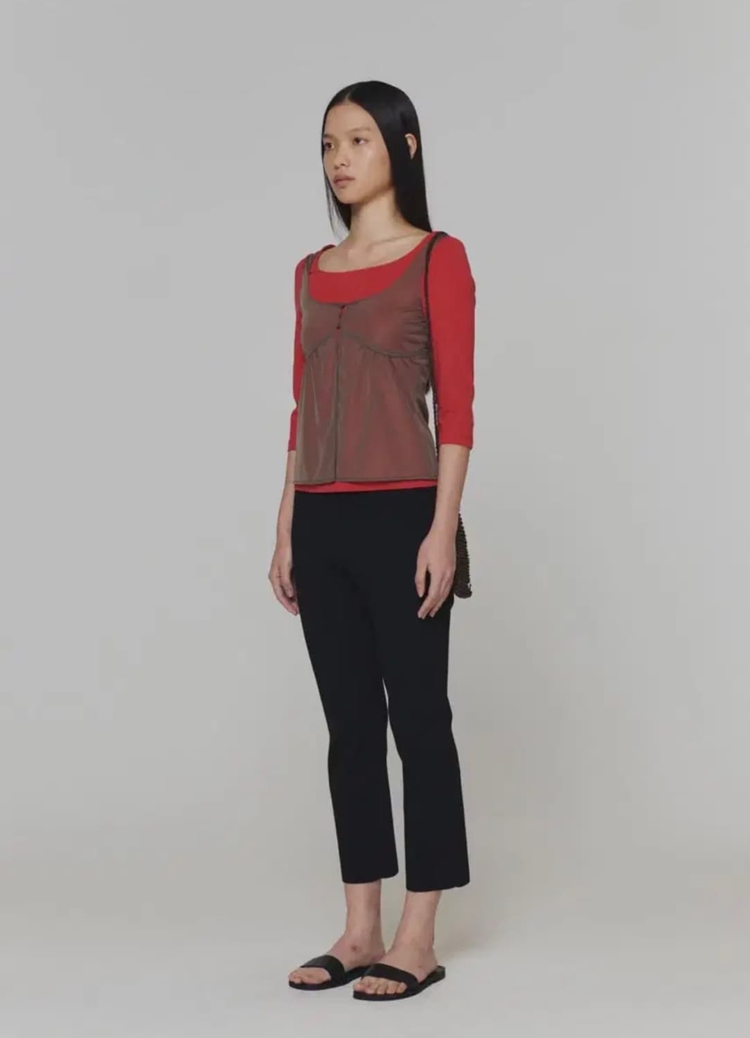 아모멘토 Sheer Bra Top, Brown 상품이미지1