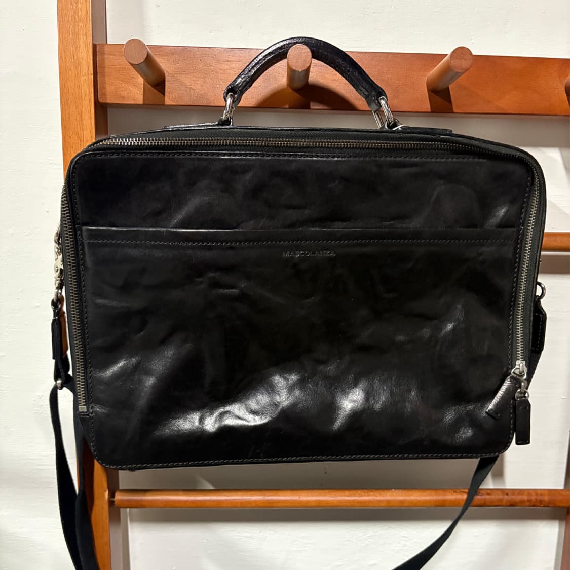Mascolanza Black Leather Brief Bag 상품이미지4