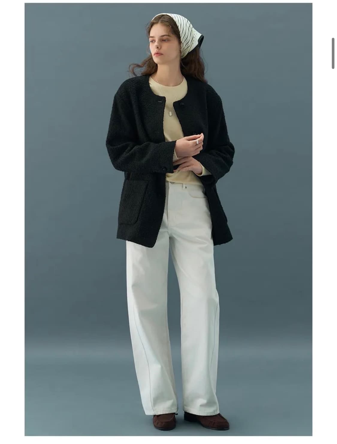 (새상품)(S) 드로우핏 우먼 커브드 와이드 핏 데님 팬츠 WHITE 상품이미지3