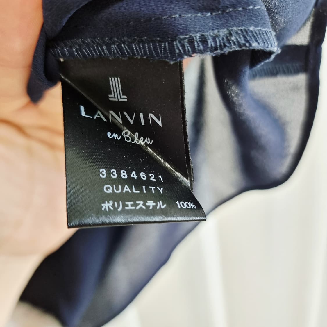 랑방온블루 셔링 드레이프 진네이비 시스루 블라우스 (55/38) 상태최상 상품이미지5