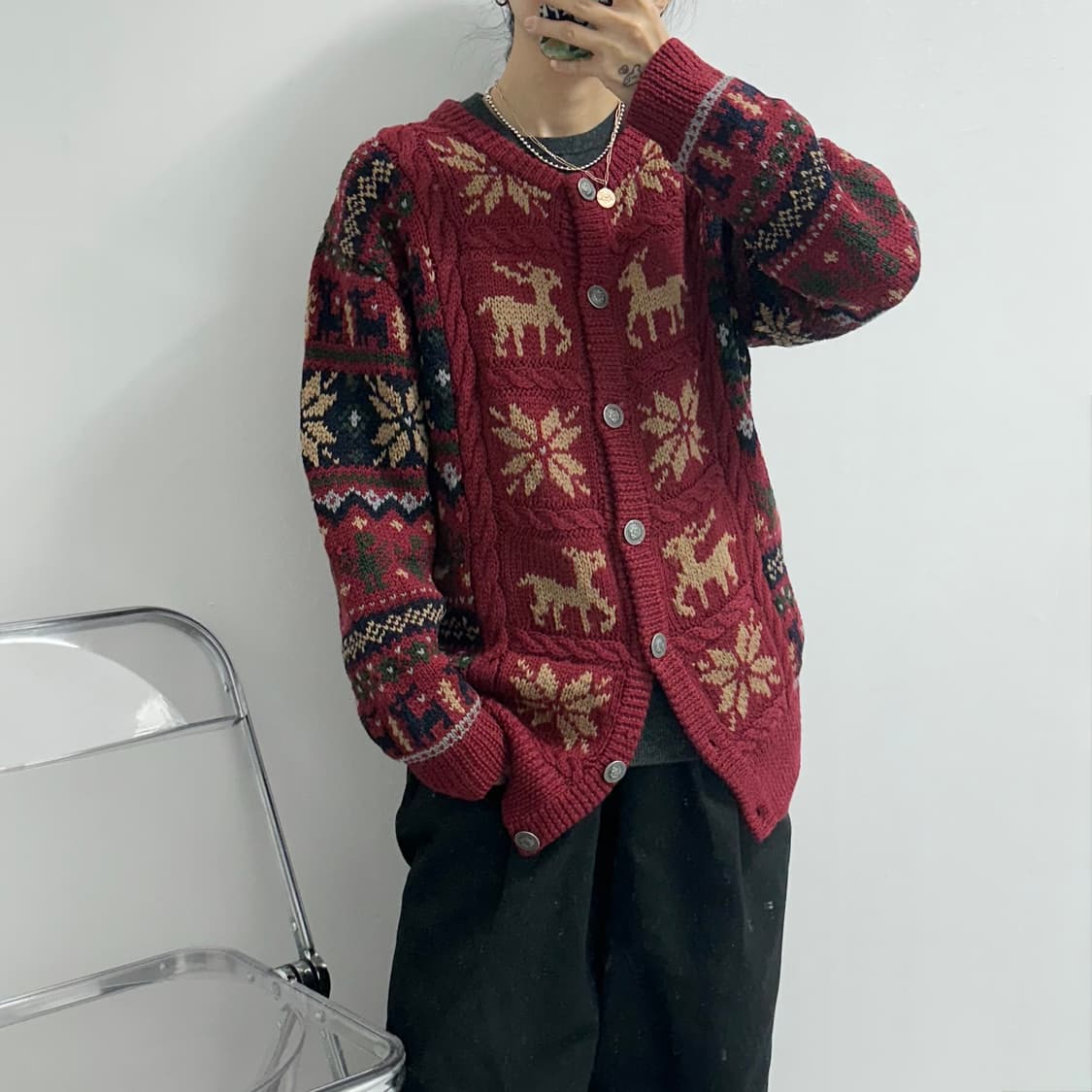 Atelier Meiku 에스닉 코위찬 니트 가디건 일본빈티지 상품이미지2