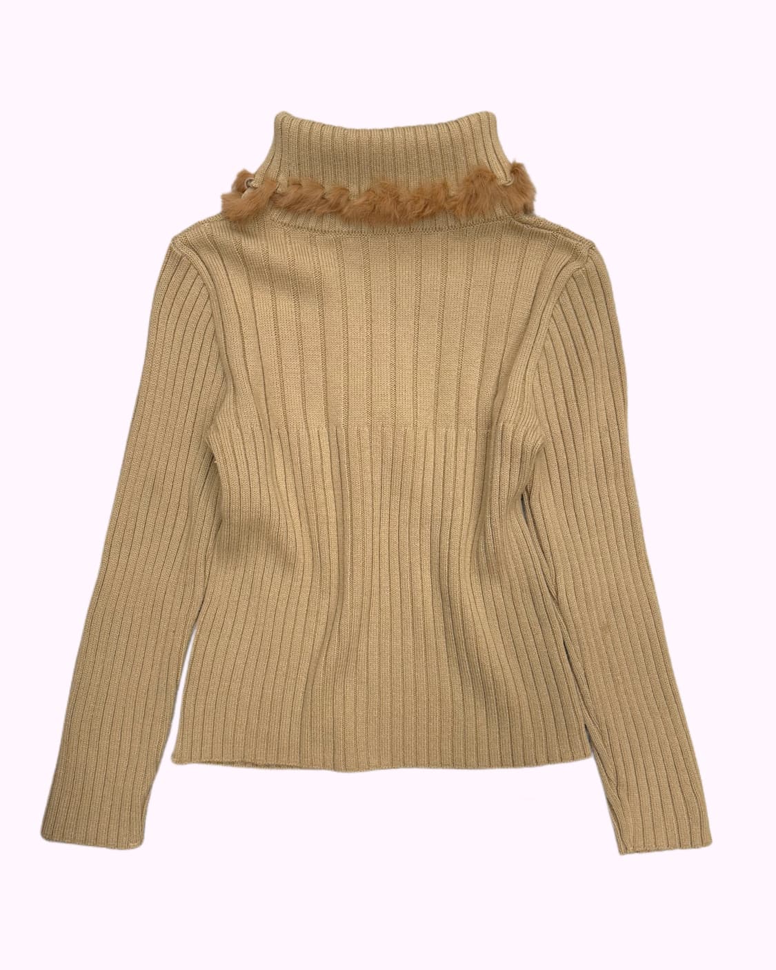 fur turtle neck lace-up ribbed knit 상품이미지3