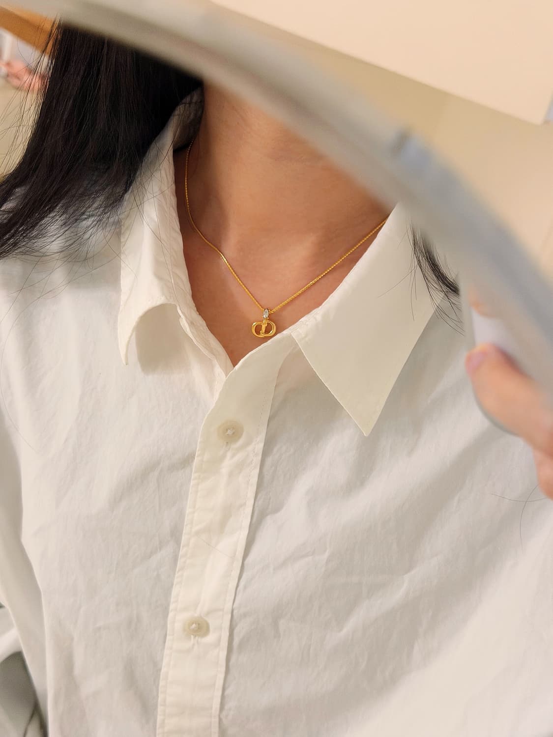 빈티지 디올 CD 로고 큐빅 목걸이 상품이미지6