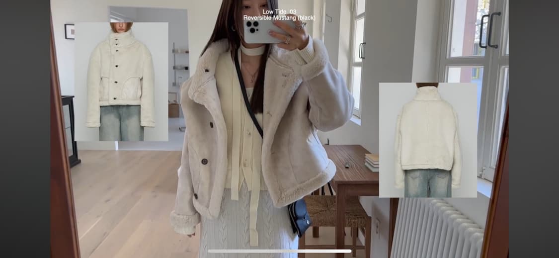 로우타이드 리버시블 무스탕 (블랙) 상품이미지5