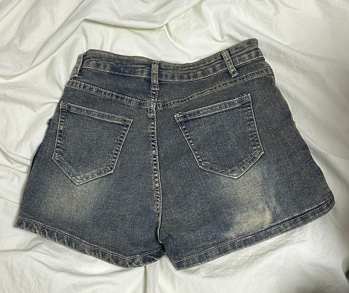 랩 워싱 데님 카고 마이크로 미니 스커트 숏팬츠 상품이미지5
