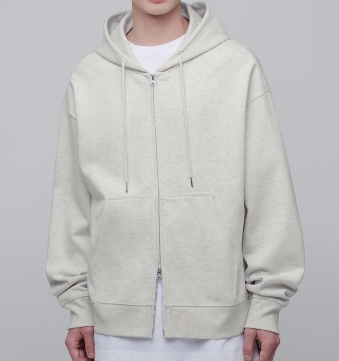 무신사 스탠다드 플랫 테리 오버사이즈 후디드 스웨트 집업 [오트밀] 상품이미지1