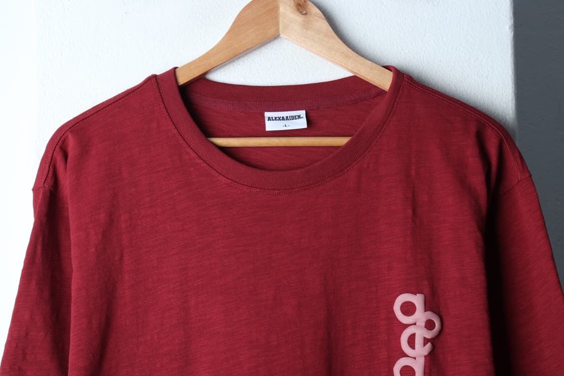 (L-XL) 알렉스앤에이든 반팔 티셔츠 발포나염 버건디-H32468 상품이미지3