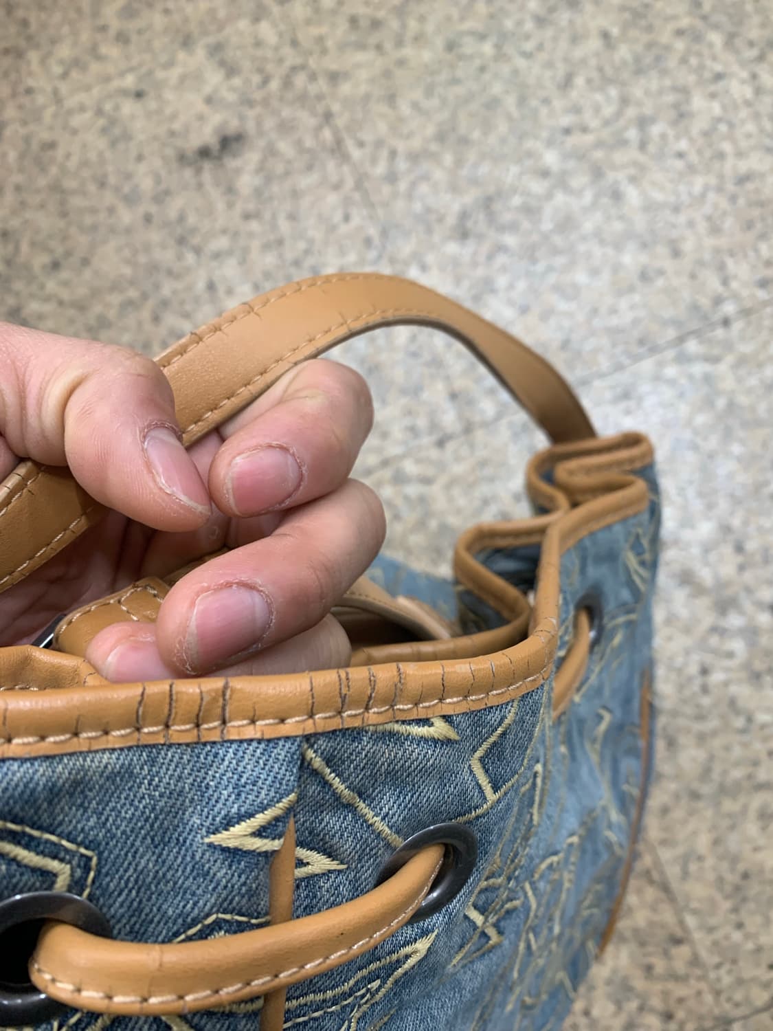 디젤 데님 레더 배색 2way 가방 상품이미지8