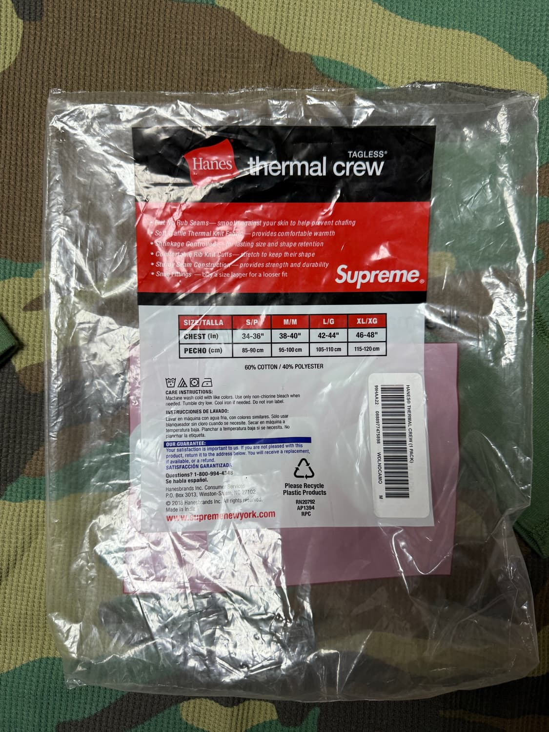 (새상품)슈프림 헤인즈 써멀 와플 크루넥 우드랜드 롱슬리브M 상품이미지3