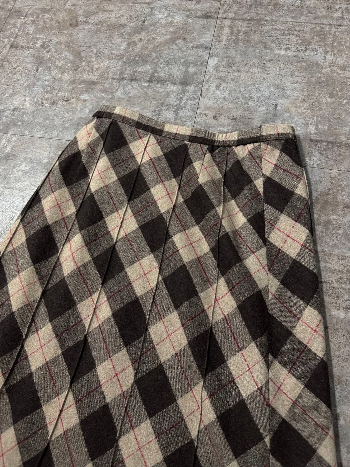 울 체크 패턴 롱 스커트 상품이미지8