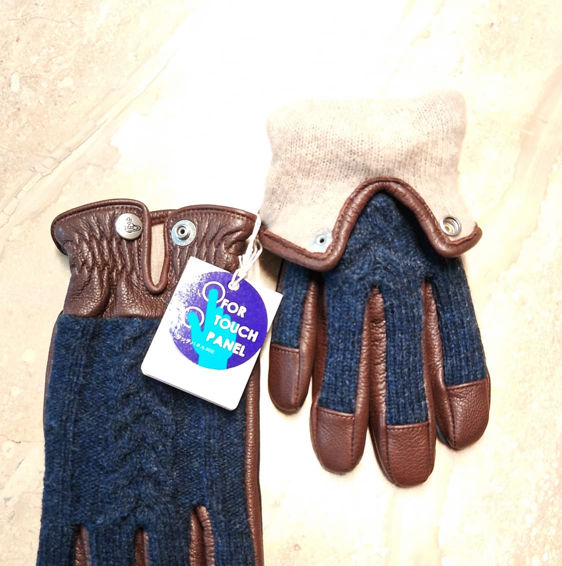 비비안웨스트우드 남성용 가죽 콤비 장갑 24cm (새상품) 상품이미지7