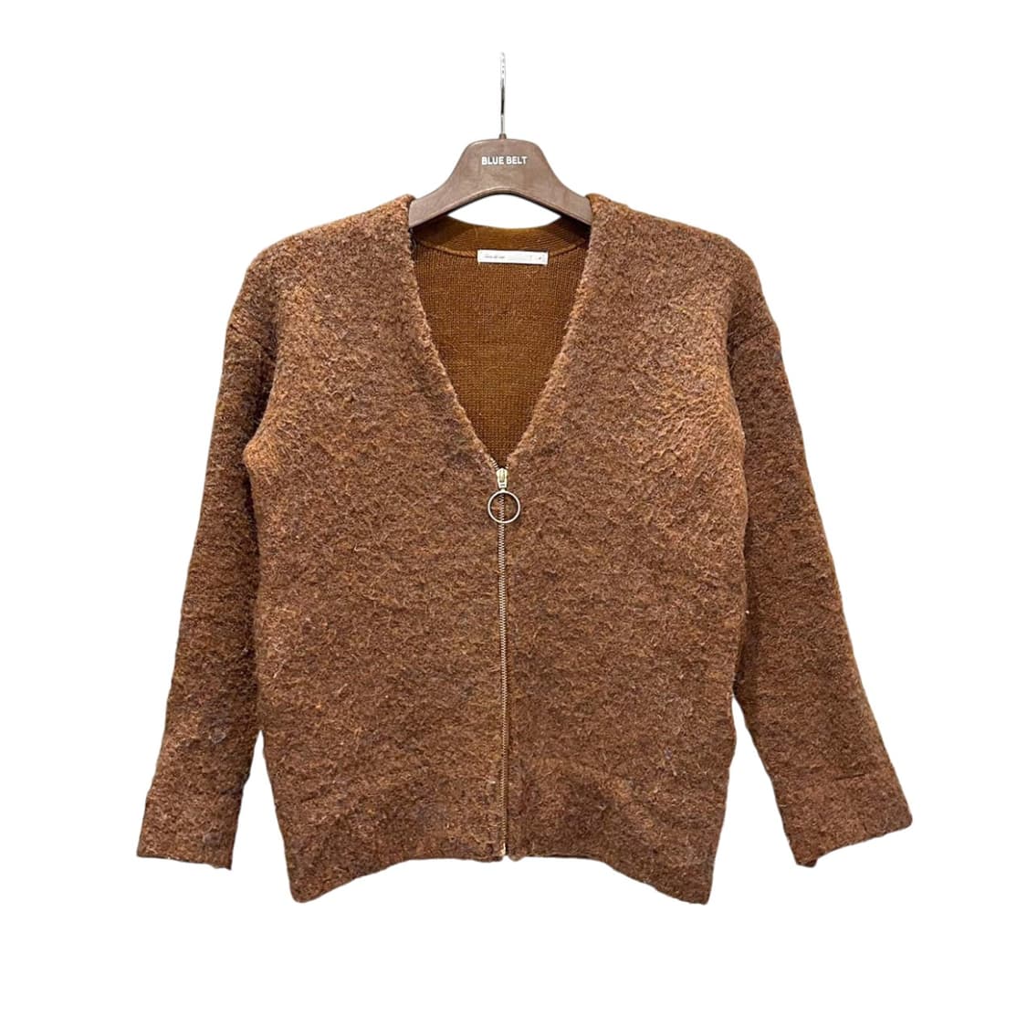 JPN VINTAGE 니트 집업 가디건 브이넥 디테일 오버핏 브릭 브라운 상품이미지1