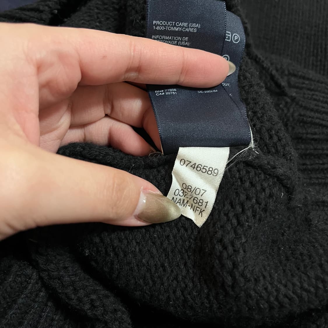 [정품] 타미 블랙 넥 숄더 두툼 가디건 [ M ] 상품이미지6